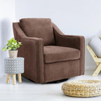 COLAMY Upholstered 360° Swivel Accent Chair Set of 2 with Track Arms, Thick Padded Arm Chair Solid Metal Base, Mid-Century Sofa Chair Modern Reading Chair for Living Room and Bedroom, Beige - Grand Goldman