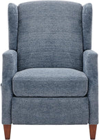 COLAMY Wingback Pushback Recliner Chair with Storage Pocket, Upholstered Fabric Living Room Chair Armchair with Wood Legs and Nailhead Trim, DarkBlue - Grand Goldman