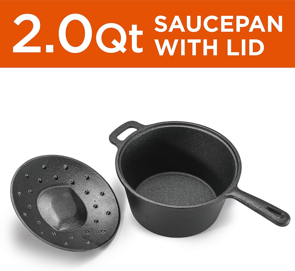 COMMERCIAL CHEF 5-Quart Cast Iron Dutch Oven with Skillet Lid - Grand Goldman