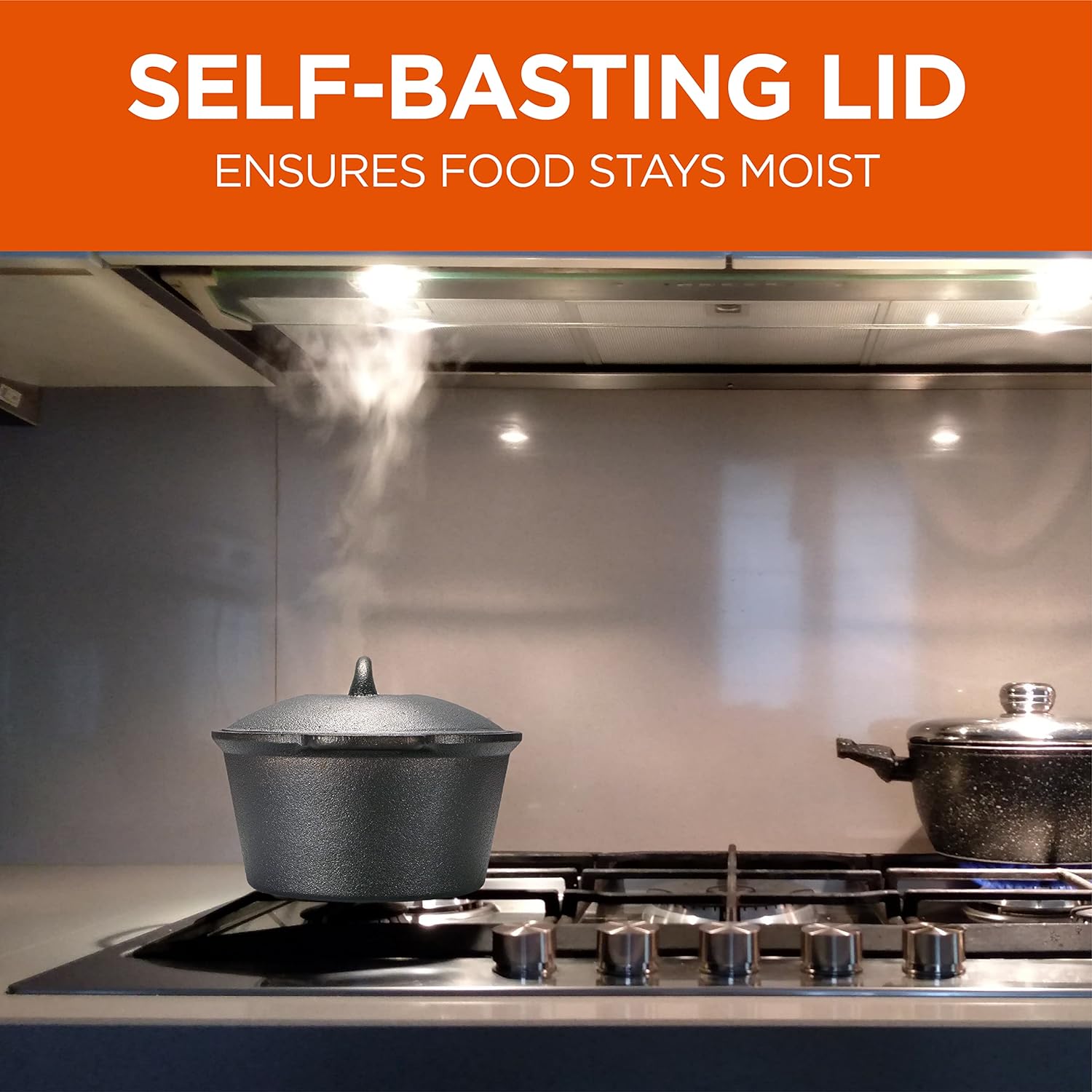 COMMERCIAL CHEF 5-Quart Cast Iron Dutch Oven with Skillet Lid - Grand Goldman