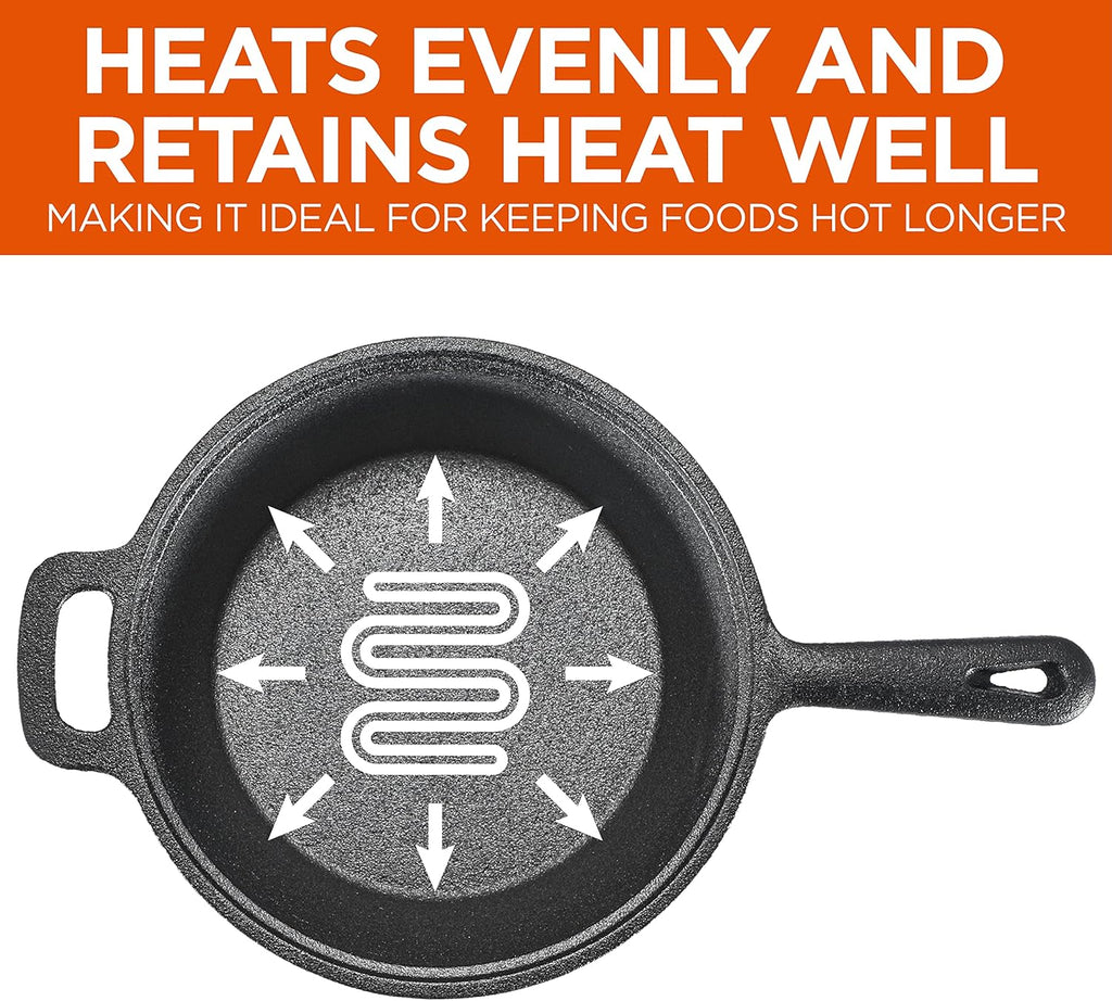 COMMERCIAL CHEF 5-Quart Cast Iron Dutch Oven with Skillet Lid - Grand Goldman