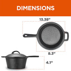 COMMERCIAL CHEF 5-Quart Cast Iron Dutch Oven with Skillet Lid - Grand Goldman