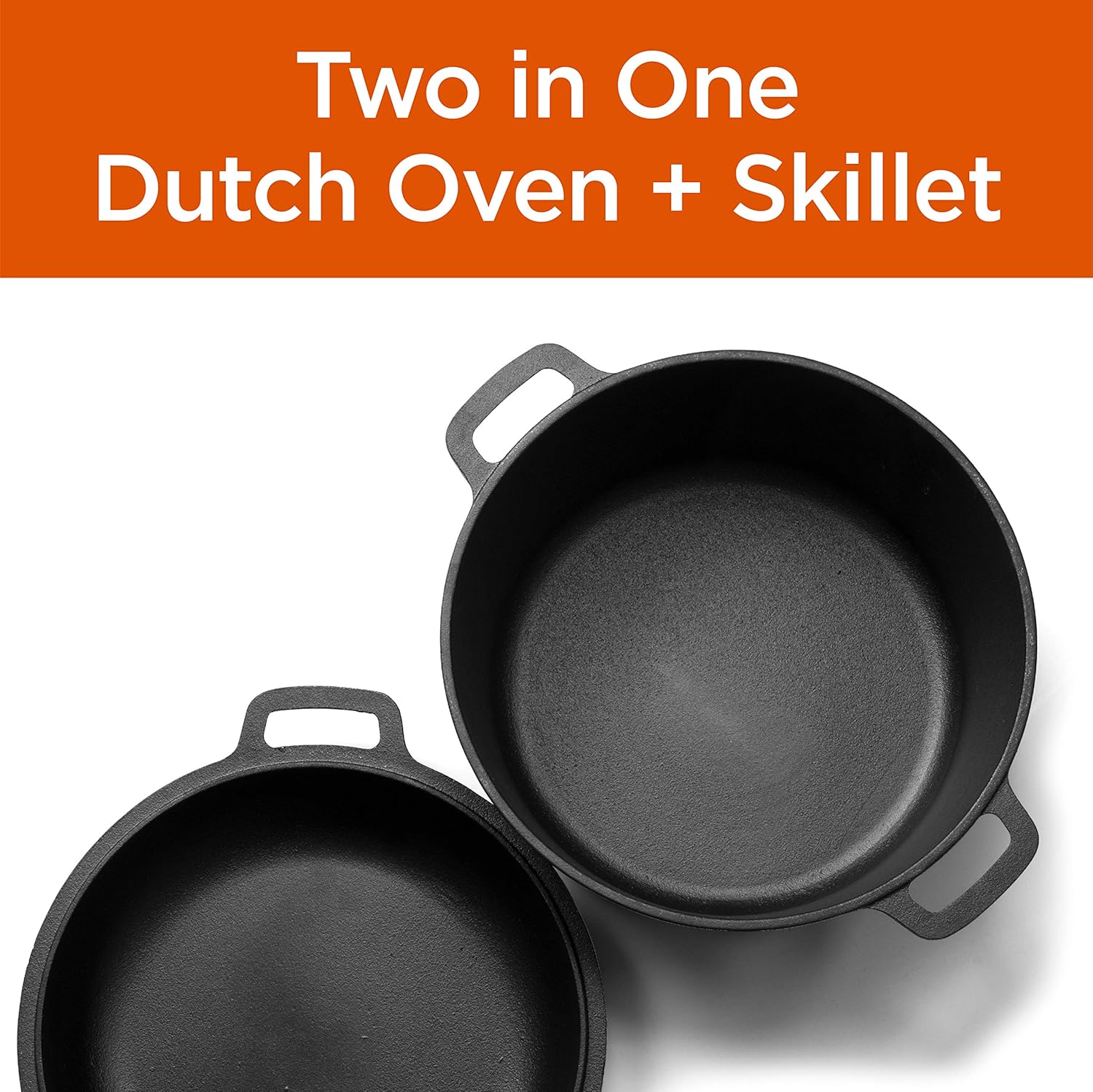 COMMERCIAL CHEF 5-Quart Cast Iron Dutch Oven with Skillet Lid - Grand Goldman