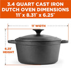 COMMERCIAL CHEF 5-Quart Cast Iron Dutch Oven with Skillet Lid - Grand Goldman