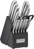 CUISINART Block Knife Set, 15pc Ultra Ultra- Sharp Cutlery Knife Set with Steel Blades for Precise Cutting , Lightweight, Stainless Steel, Durable & Dishwasher Safe, C77SS-15PK - Grand Goldman