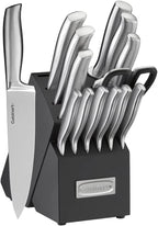 CUISINART Block Knife Set, 15pc Ultra Ultra- Sharp Cutlery Knife Set with Steel Blades for Precise Cutting , Lightweight, Stainless Steel, Durable & Dishwasher Safe, C77SS-15PK - Grand Goldman