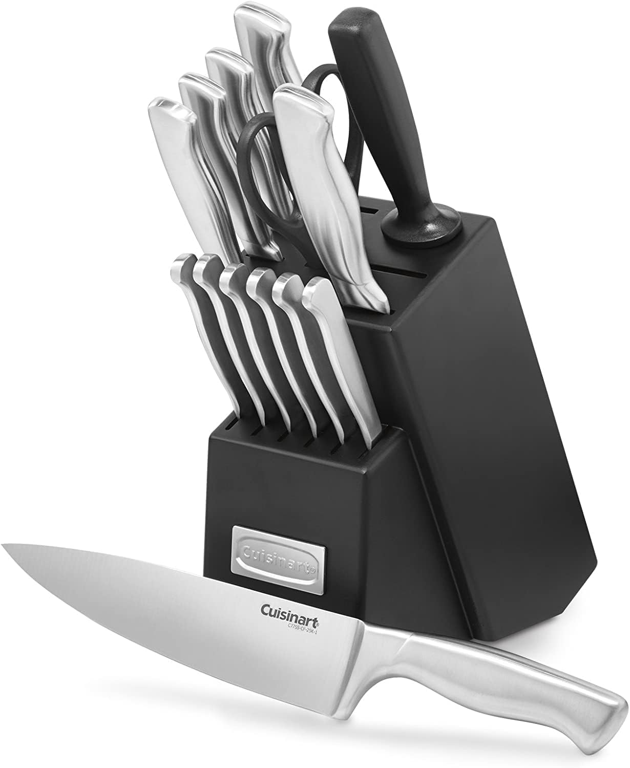 CUISINART Block Knife Set, 15pc Ultra Ultra- Sharp Cutlery Knife Set with Steel Blades for Precise Cutting , Lightweight, Stainless Steel, Durable & Dishwasher Safe, C77SS-15PK - Grand Goldman