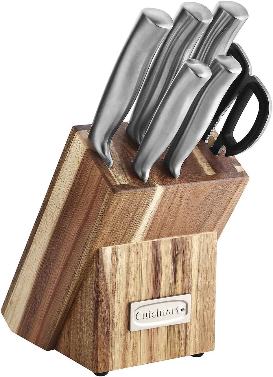 CUISINART Block Knife Set, 15pc Ultra Ultra- Sharp Cutlery Knife Set with Steel Blades for Precise Cutting , Lightweight, Stainless Steel, Durable & Dishwasher Safe, C77SS-15PK - Grand Goldman