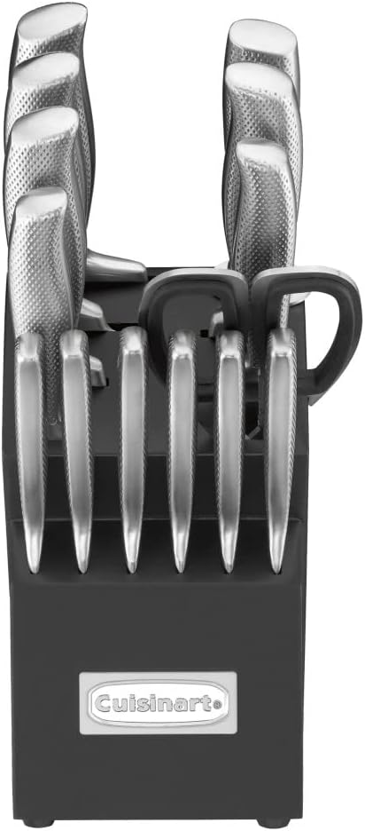 CUISINART Block Knife Set, 15pc Ultra Ultra- Sharp Cutlery Knife Set with Steel Blades for Precise Cutting , Lightweight, Stainless Steel, Durable & Dishwasher Safe, C77SS-15PK - Grand Goldman