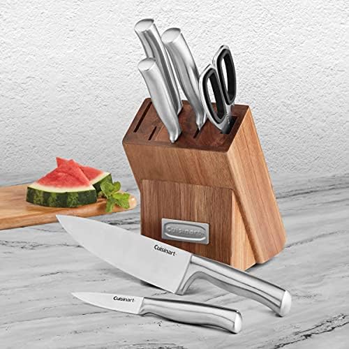 CUISINART Block Knife Set, 15pc Ultra Ultra- Sharp Cutlery Knife Set with Steel Blades for Precise Cutting , Lightweight, Stainless Steel, Durable & Dishwasher Safe, C77SS-15PK - Grand Goldman