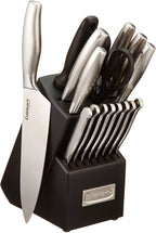 CUISINART Block Knife Set, 15pc Ultra Ultra- Sharp Cutlery Knife Set with Steel Blades for Precise Cutting , Lightweight, Stainless Steel, Durable & Dishwasher Safe, C77SS-15PK - Grand Goldman