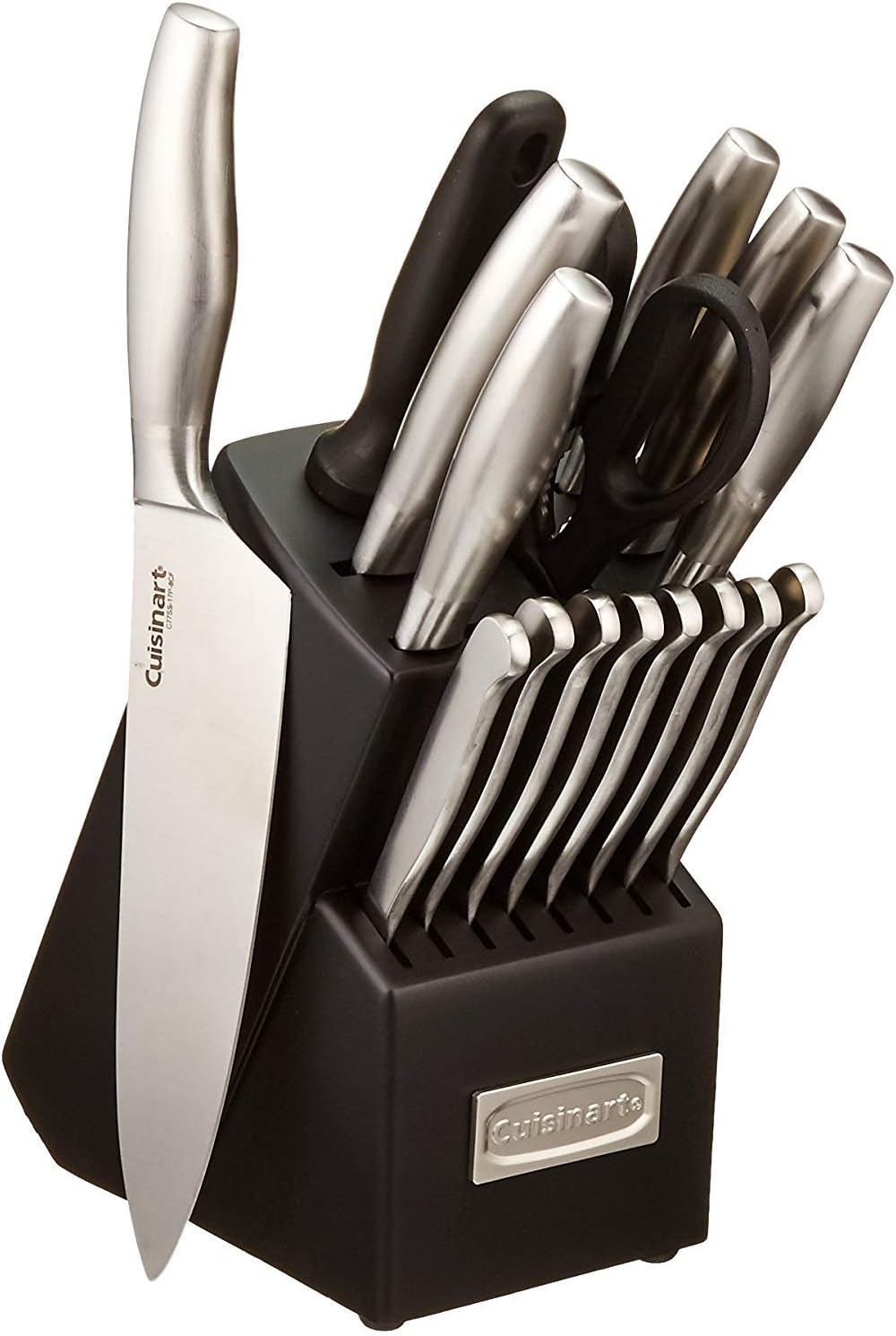 CUISINART Block Knife Set, 15pc Ultra Ultra- Sharp Cutlery Knife Set with Steel Blades for Precise Cutting , Lightweight, Stainless Steel, Durable & Dishwasher Safe, C77SS-15PK - Grand Goldman