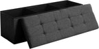 CUYOCA Storage Ottoman Bench Foldable Seat Footrest Shoe Bench End of Bed Storage with Flipping Lid, 75L Storage Space, 30 inches Linen Fabric Black - Grand Goldman