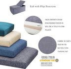 CUYOCA Storage Ottoman Bench Foldable Seat Footrest Shoe Bench End of Bed Storage with Flipping Lid, 75L Storage Space, 30 inches Linen Fabric Black - Grand Goldman