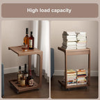 C Shaped End Table for Couch, C Table with Wheels, Wooden Couch Table Adjustable Desktop for Living Room,Bedroom（White） - Grand Goldman