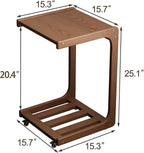 C Shaped Table for Couch, C Table with Wheels,Wooden Couch Table Adjustable Desktop for Living Room,Bedroom - Walnut - Grand Goldman