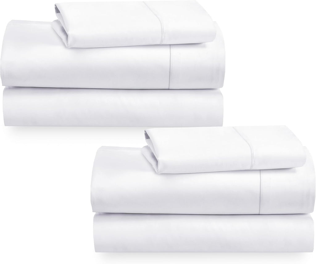 California Design Den 100% Cotton Sheets - 400 Thread Count Sateen Queen Sheets Set Deep Pocket, Soft Queen Size Bed Sheets, Cooling Sheets Queen Size Bed Set, Durable Cotton Bed Sheets (White Sheets) - Grand Goldman