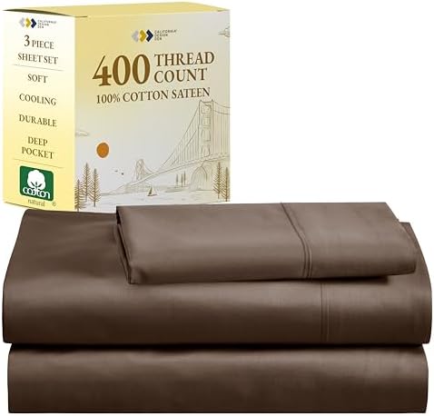 California Design Den 100% Cotton Sheets - 400 Thread Count Sateen Queen Sheets Set Deep Pocket, Soft Queen Size Bed Sheets, Cooling Sheets Queen Size Bed Set, Durable Cotton Bed Sheets (White Sheets) - Grand Goldman