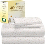 California Design Den 100% Cotton Sheets - 400 Thread Count Sateen Queen Sheets Set Deep Pocket, Soft Queen Size Bed Sheets, Cooling Sheets Queen Size Bed Set, Durable Cotton Bed Sheets (White Sheets) - Grand Goldman