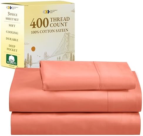California Design Den 100% Cotton Sheets - 400 Thread Count Sateen Queen Sheets Set Deep Pocket, Soft Queen Size Bed Sheets, Cooling Sheets Queen Size Bed Set, Durable Cotton Bed Sheets (White Sheets) - Grand Goldman
