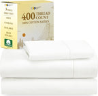 California Design Den 100% Cotton Sheets - 400 Thread Count Sateen Queen Sheets Set Deep Pocket, Soft Queen Size Bed Sheets, Cooling Sheets Queen Size Bed Set, Durable Cotton Bed Sheets (White Sheets) - Grand Goldman