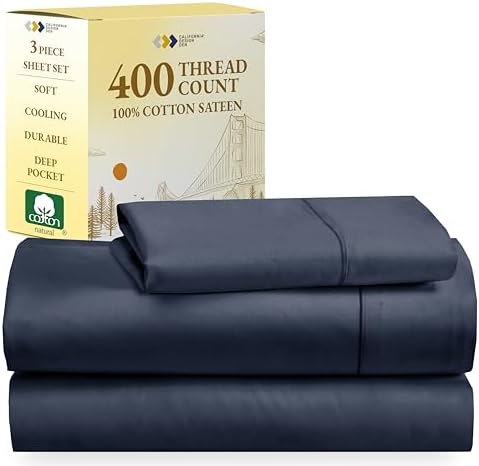 California Design Den 100% Cotton Sheets - 400 Thread Count Sateen Queen Sheets Set Deep Pocket, Soft Queen Size Bed Sheets, Cooling Sheets Queen Size Bed Set, Durable Cotton Bed Sheets (White Sheets) - Grand Goldman