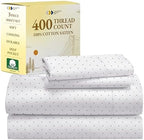California Design Den 100% Cotton Sheets - 400 Thread Count Sateen Queen Sheets Set Deep Pocket, Soft Queen Size Bed Sheets, Cooling Sheets Queen Size Bed Set, Durable Cotton Bed Sheets (White Sheets) - Grand Goldman