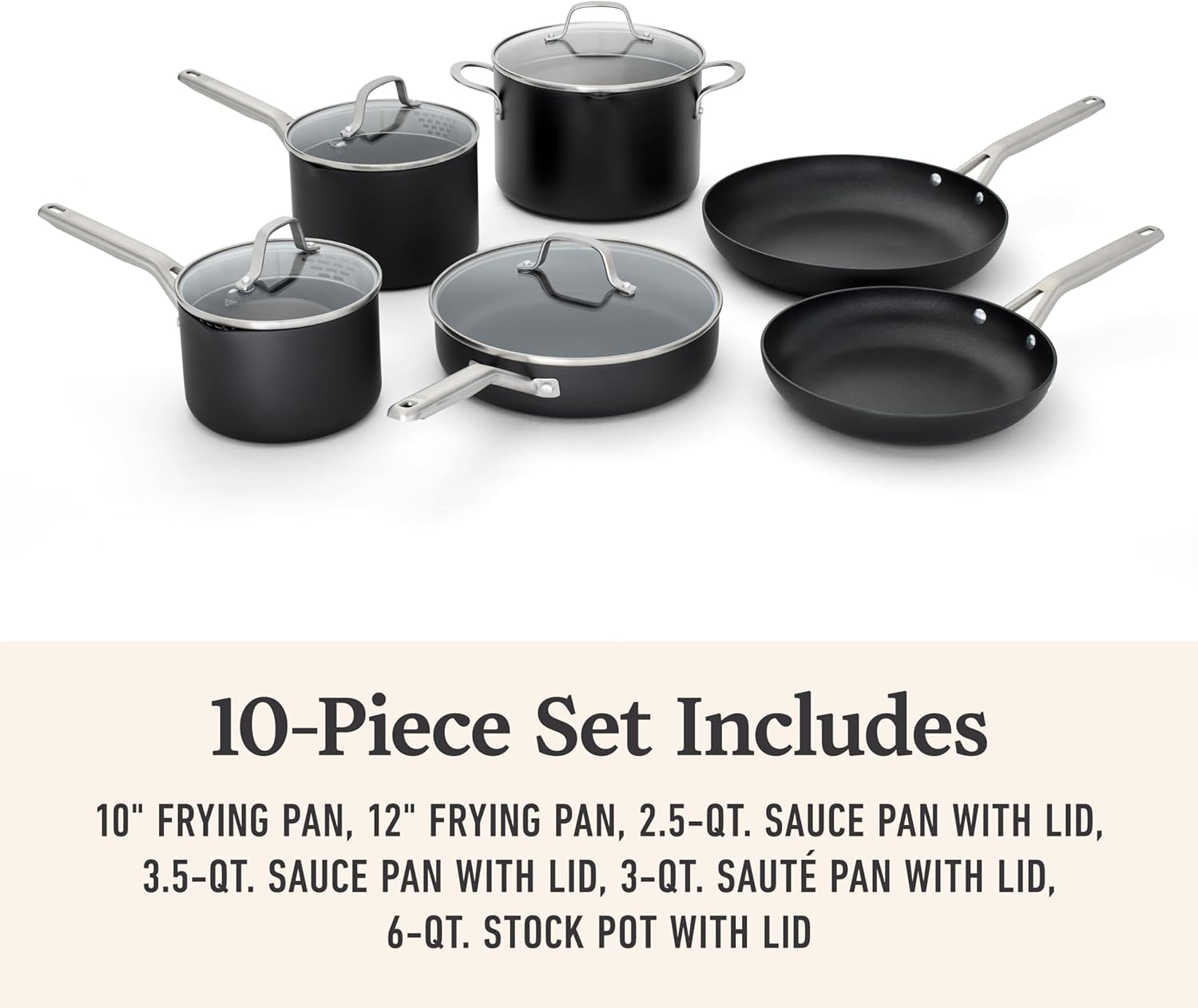 Calphalon® Hard-Anodized Nonstick 10-Piece Cookware Set - Grand Goldman