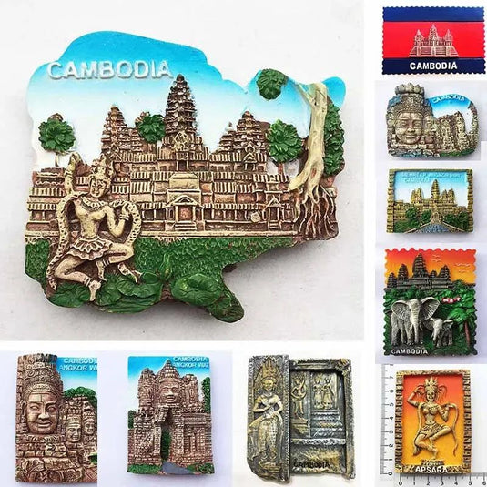 Cambodia Fridge Magnets Southeast Asia Tourist Souvenirs Magnetic fridge Sticker Angkor Wat  Apsara Stickers for Refrigerator - Grand Goldman