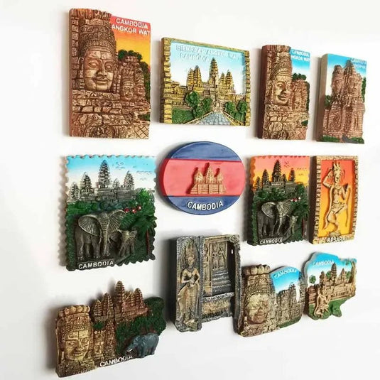 Cambodia Fridge Magnets Southeast Asia Tourist Souvenirs Magnetic fridge Sticker Angkor Wat  Apsara Stickers for Refrigerator - Grand Goldman