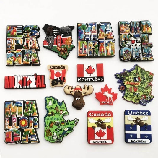 Canada Montrel Quebec Spain Madrid Barcelona France Kenya travel souvenir decorative craft gift magnetic refrigerator stickers - Grand Goldman