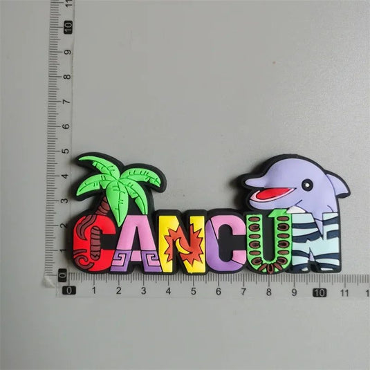 Cancun Mexico world travel PVC Fridge Magnet souvenir Hippocampus animal letter Refrigerador soft Magnet Sticker for home decor - Grand Goldman