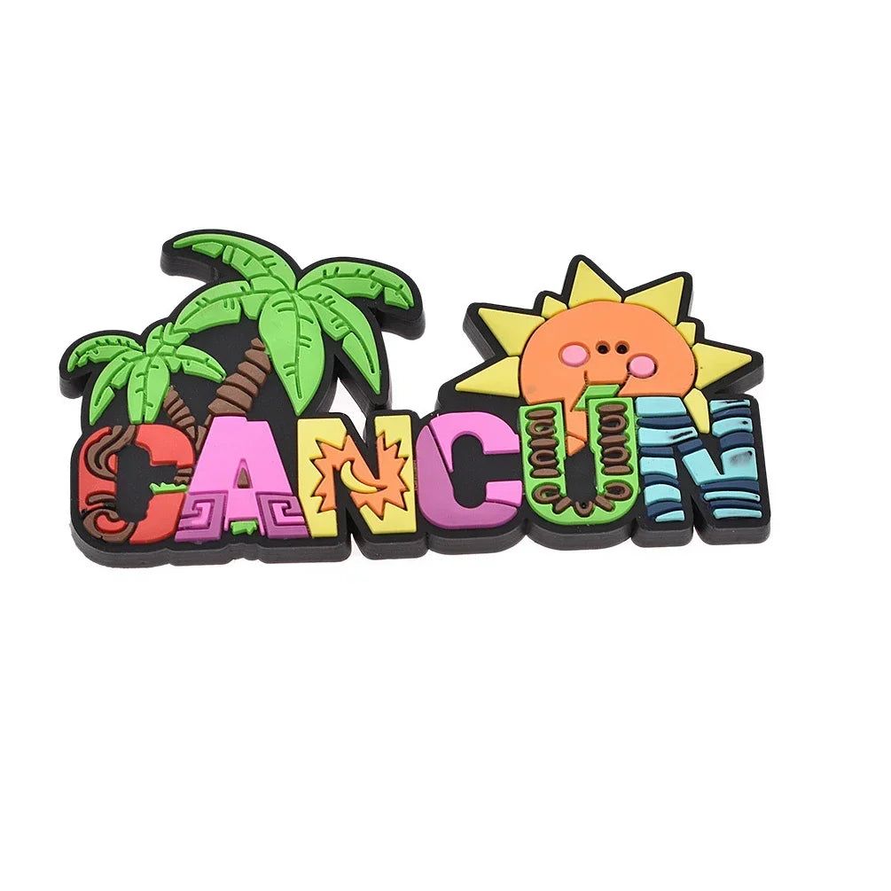 Cancun Mexico world travel PVC Fridge Magnet souvenir Hippocampus animal letter Refrigerador soft Magnet Sticker for home decor - Grand Goldman