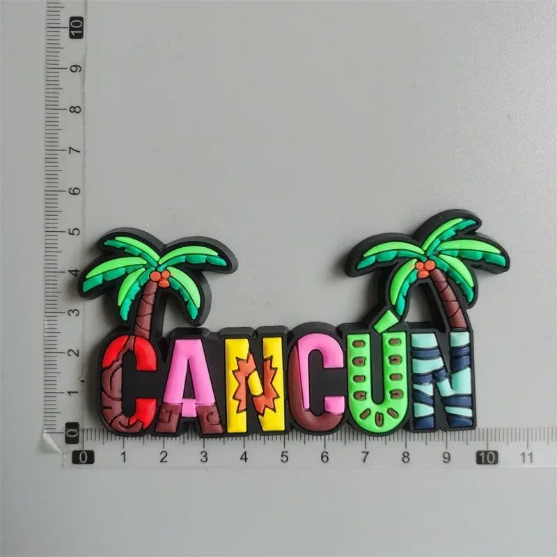 Cancun Mexico world travel PVC Fridge Magnet souvenir Hippocampus animal letter Refrigerador soft Magnet Sticker for home decor - Grand Goldman