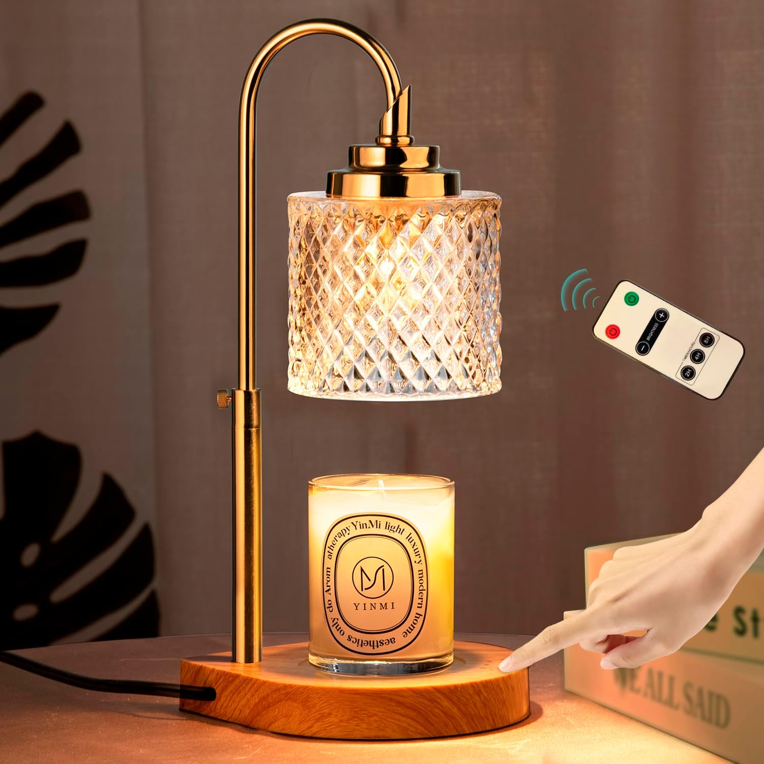 Candle Warmer, Candle Warmer Lamp with Timer & Dimmer Candle Warmer Height Adjustable for All Size Scented Candles, Candle Warmer with 2 * 50W Bulbs for Home Decor Mothers Day(Gold) - Grand Goldman