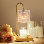 Candle Warmer Lamp, Candle Lamp Wax Warmer Heating Lamp, Timer & Dimmer 7-Levels, Fits Cup Jar Candle, Candle Top Melting, Crystal Candle Heater Lamp for Scented Wax, Elegant Home Decor, Amber Glass - Grand Goldman