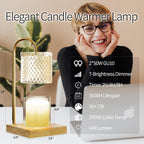 Candle Warmer Lamp, Candle Lamp Wax Warmer Heating Lamp, Timer & Dimmer 7-Levels, Fits Cup Jar Candle, Candle Top Melting, Crystal Candle Heater Lamp for Scented Wax, Elegant Home Decor, Amber Glass - Grand Goldman