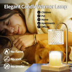 Candle Warmer Lamp, Candle Lamp Wax Warmer Heating Lamp, Timer & Dimmer 7-Levels, Fits Cup Jar Candle, Candle Top Melting, Crystal Candle Heater Lamp for Scented Wax, Elegant Home Decor, Amber Glass - Grand Goldman