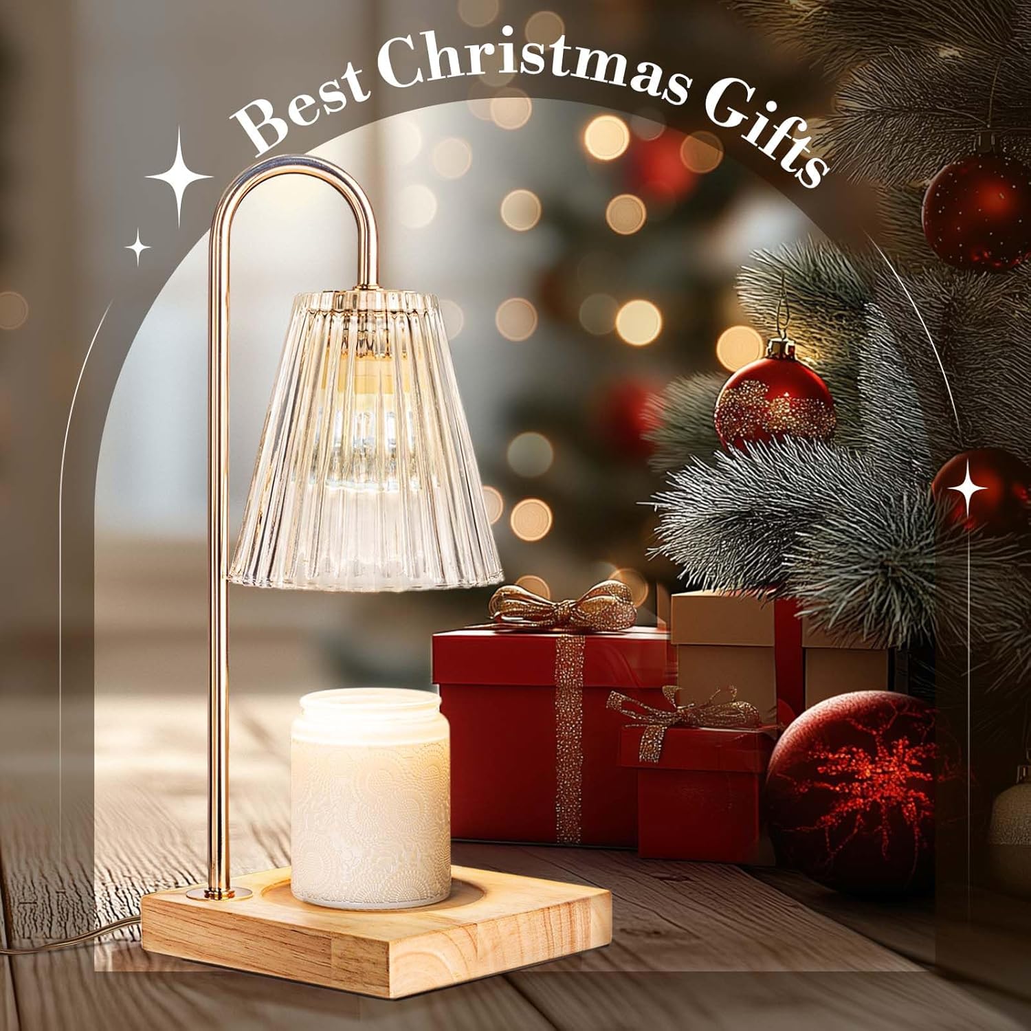 Candle Warmer Lamp, Electric Candle Lamp Warmer with Timer, Mom Christmas Birthday Gifts for Women, House Warming Gifts New Home Bedroom Decor, Dimmable Wax Melt Warmer with 2 Bulbs - Grand Goldman