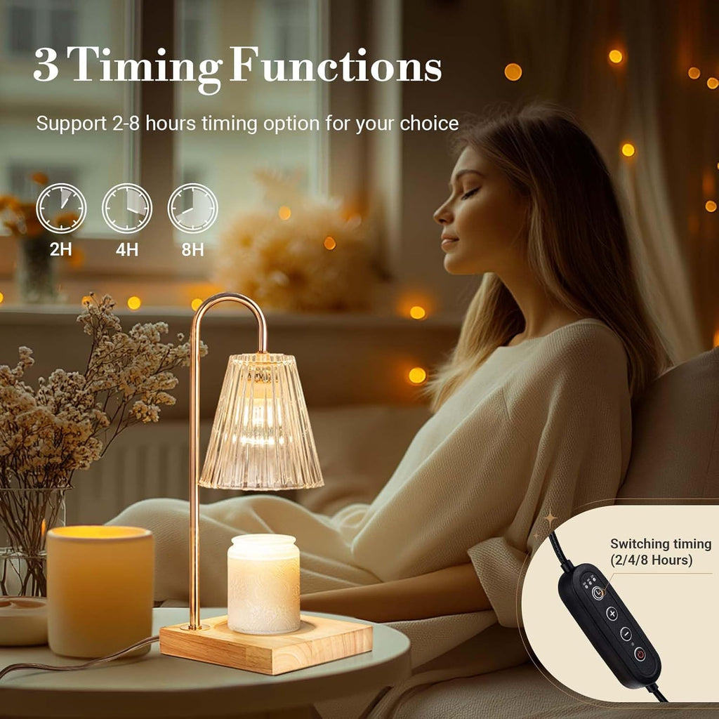 Candle Warmer Lamp, Electric Candle Lamp Warmer with Timer, Mom Christmas Birthday Gifts for Women, House Warming Gifts New Home Bedroom Decor, Dimmable Wax Melt Warmer with 2 Bulbs - Grand Goldman