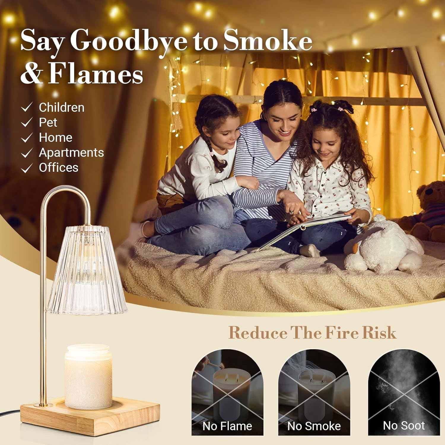 Candle Warmer Lamp, Electric Candle Lamp Warmer with Timer, Mom Christmas Birthday Gifts for Women, House Warming Gifts New Home Bedroom Decor, Dimmable Wax Melt Warmer with 2 Bulbs - Grand Goldman