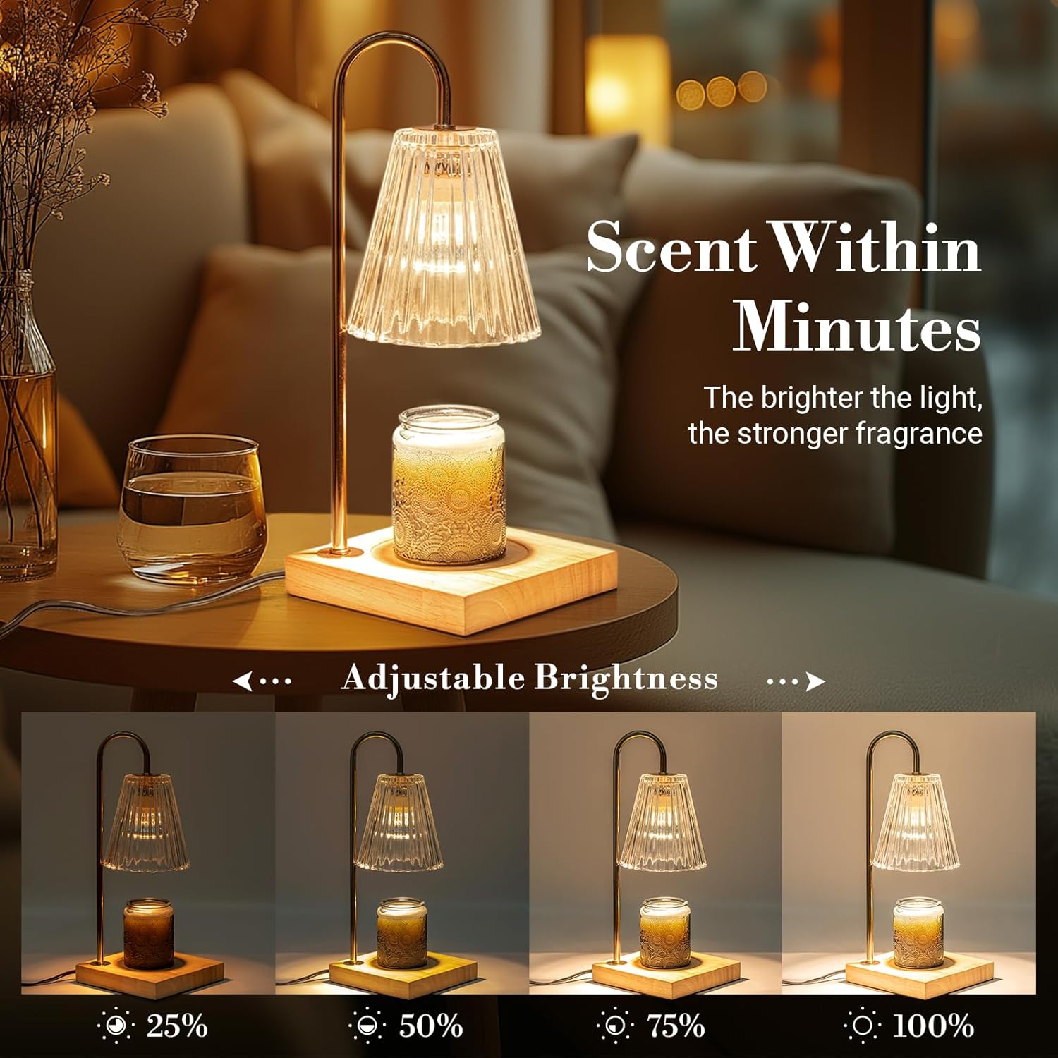 Candle Warmer Lamp, Electric Candle Lamp Warmer with Timer, Mom Christmas Birthday Gifts for Women, House Warming Gifts New Home Bedroom Decor, Dimmable Wax Melt Warmer with 2 Bulbs - Grand Goldman