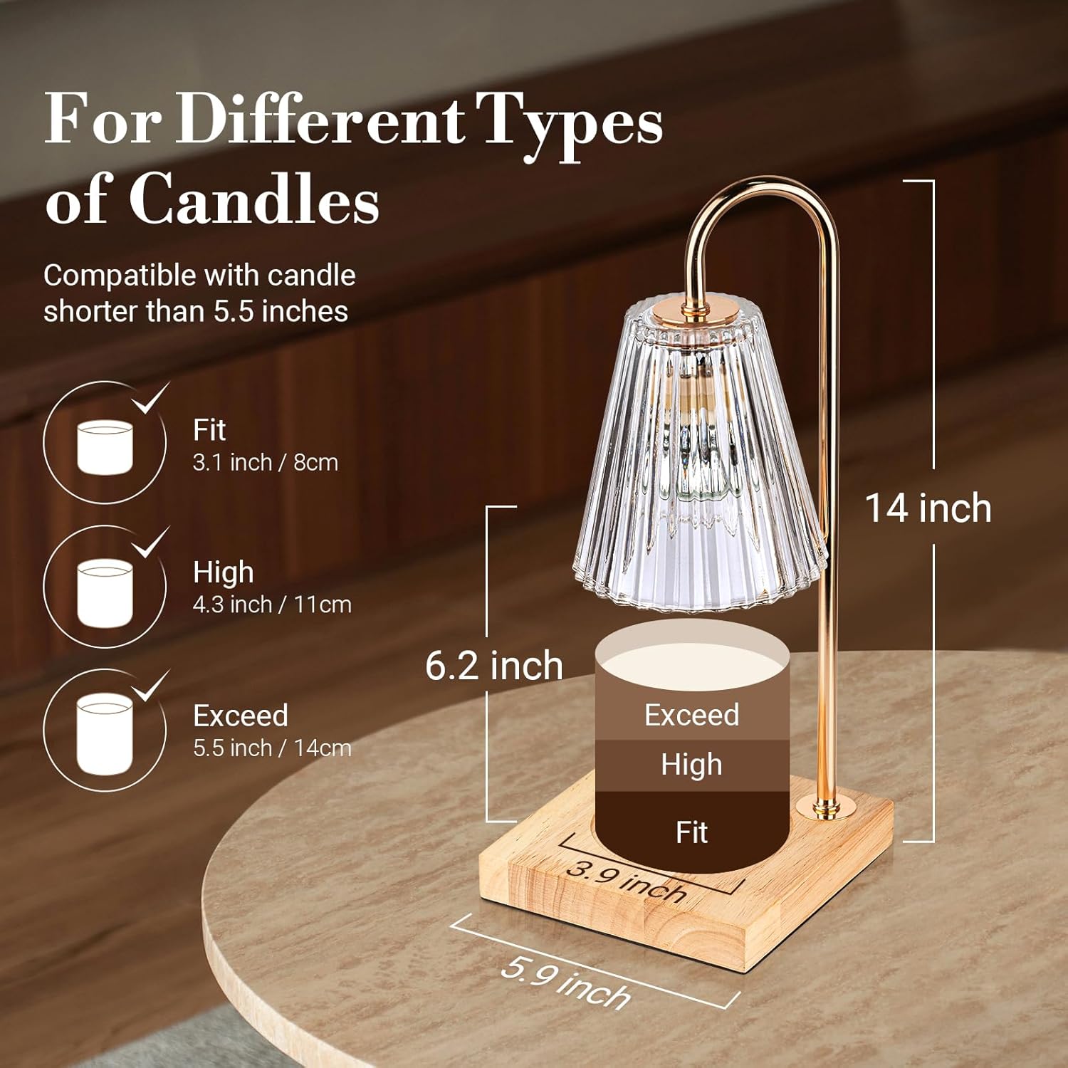 Candle Warmer Lamp, Electric Candle Lamp Warmer with Timer, Mom Christmas Birthday Gifts for Women, House Warming Gifts New Home Bedroom Decor, Dimmable Wax Melt Warmer with 2 Bulbs - Grand Goldman