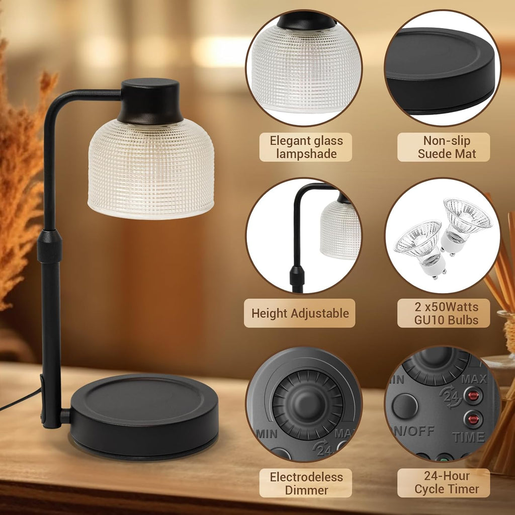 Candle Warmer Lamp with Timer: Adjustable Height Dimmable Candle Warmer 24-Hour Cycle Timer for Mom Home Decor House Warming Gifts New Home - Grand Goldman