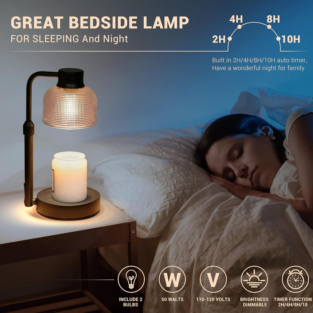 Candle Warmer Lamp with Timer: Adjustable Height Dimmable Candle Warmer 24-Hour Cycle Timer for Mom Home Decor House Warming Gifts New Home - Grand Goldman