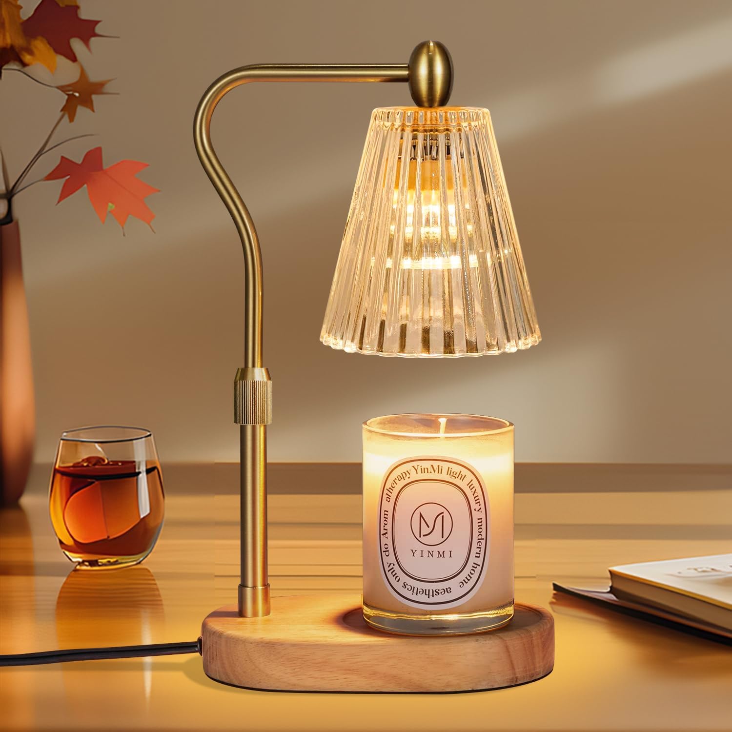 Candle Warmer Lamp with Timer Dimmer Adjustable Height, Electric Wax Warmer Vintage Home Decor for Scented Jar Candles, for Family - Grand Goldman