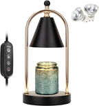 Candle Warmer Lamp with Timer, Electric Black Candle Warmer Light for Bedroom, Dimmable Wax Melts Warmer for Candle Jars, Home Decor Beside Lamp Gifts for Women (2 Bulbs Included) - Grand Goldman