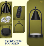Candle Warmer Lamp with Timer, Electric Black Candle Warmer Light for Bedroom, Dimmable Wax Melts Warmer for Candle Jars, Home Decor Beside Lamp Gifts for Women (2 Bulbs Included) - Grand Goldman