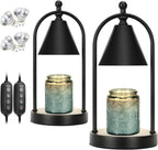 Candle Warmer Lamp with Timer, Electric Black Candle Warmer Light for Bedroom, Dimmable Wax Melts Warmer for Candle Jars, Home Decor Beside Lamp Gifts for Women (2 Bulbs Included) - Grand Goldman