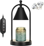 Candle Warmer Lamp with Timer, Electric Black Candle Warmer Light for Bedroom, Dimmable Wax Melts Warmer for Candle Jars, Home Decor Beside Lamp Gifts for Women (2 Bulbs Included) - Grand Goldman